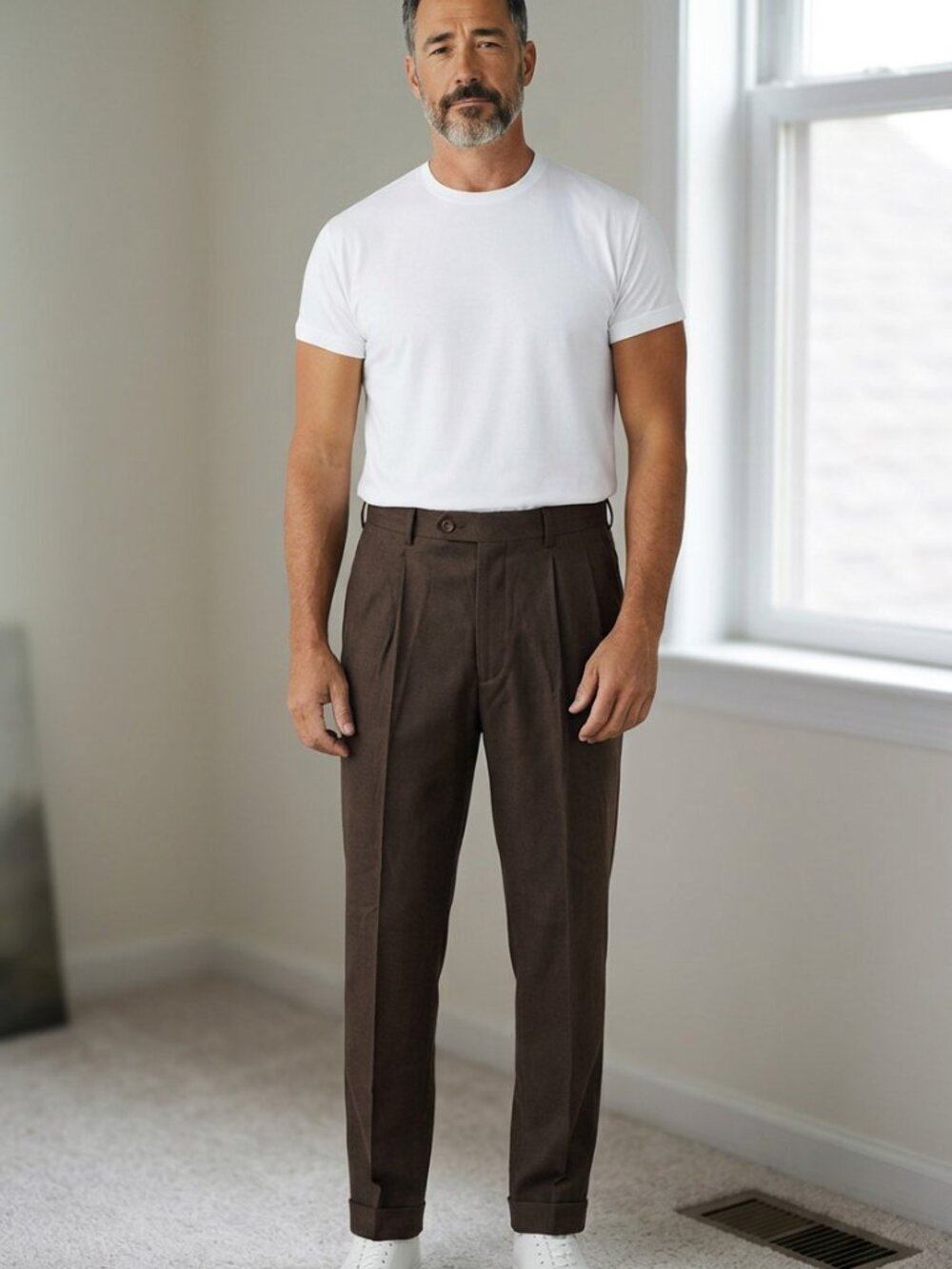 Perry Ellis Dark Brown Pleated Dress Pants